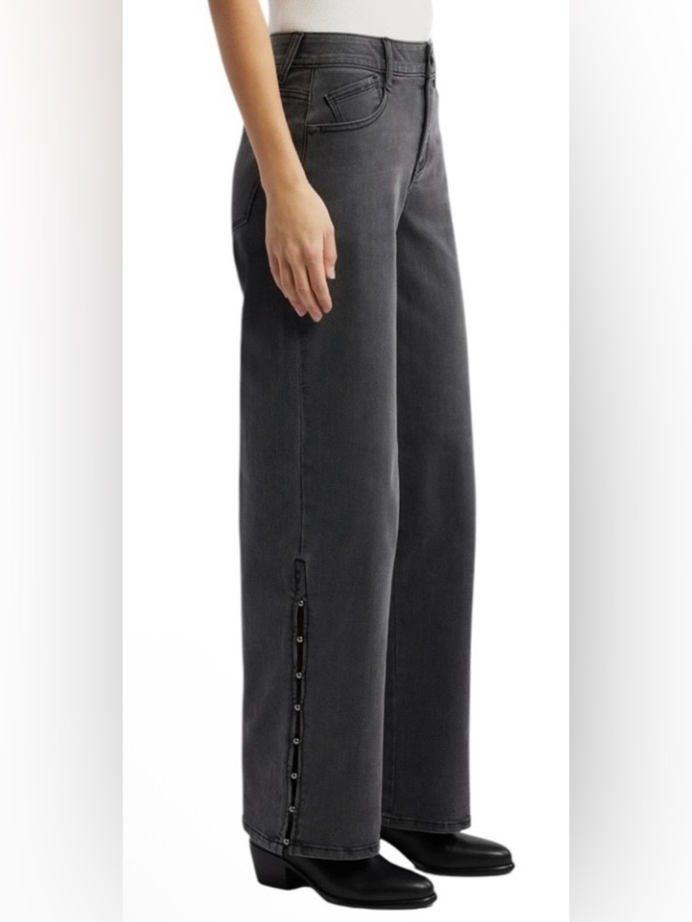 Wit & Wisdom Black Sam Ab Solution Wide-Leg High Waist Jeans